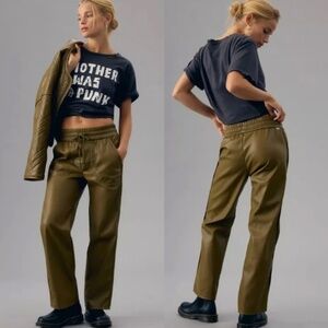 NWT MOTHER | Fall Winter Fir Green Rambler Lounger Ankle Faux Leather | Size XS